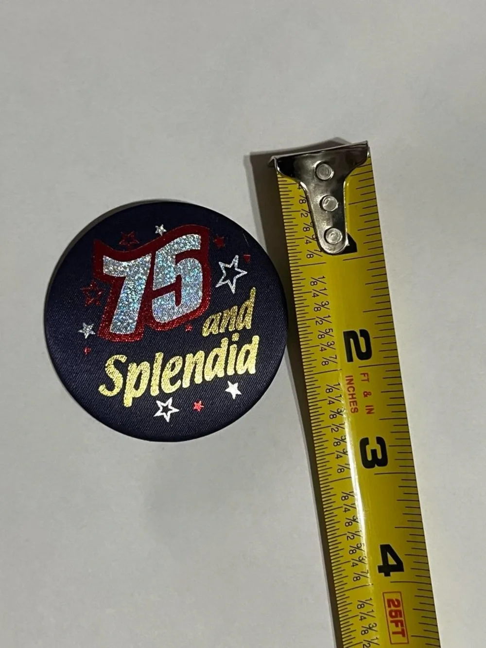 75 and Splendid Celebration Button - Navy Blue